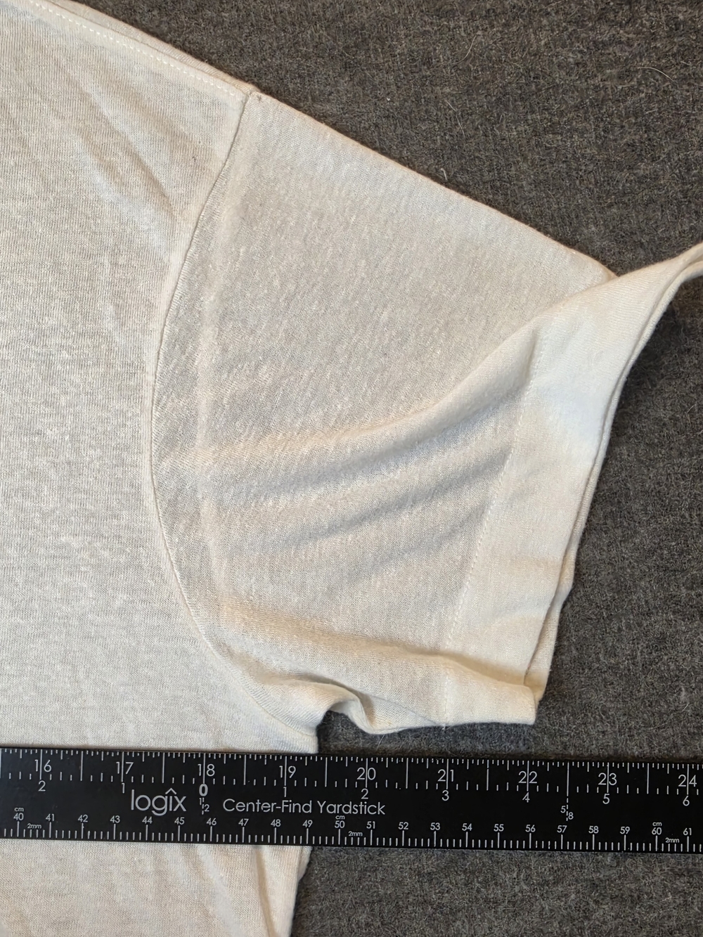 rag & bone JEAN Off-White Slub Center Seam High-Low Tee Shirt Small Linen Blend - Picture 3 of 10